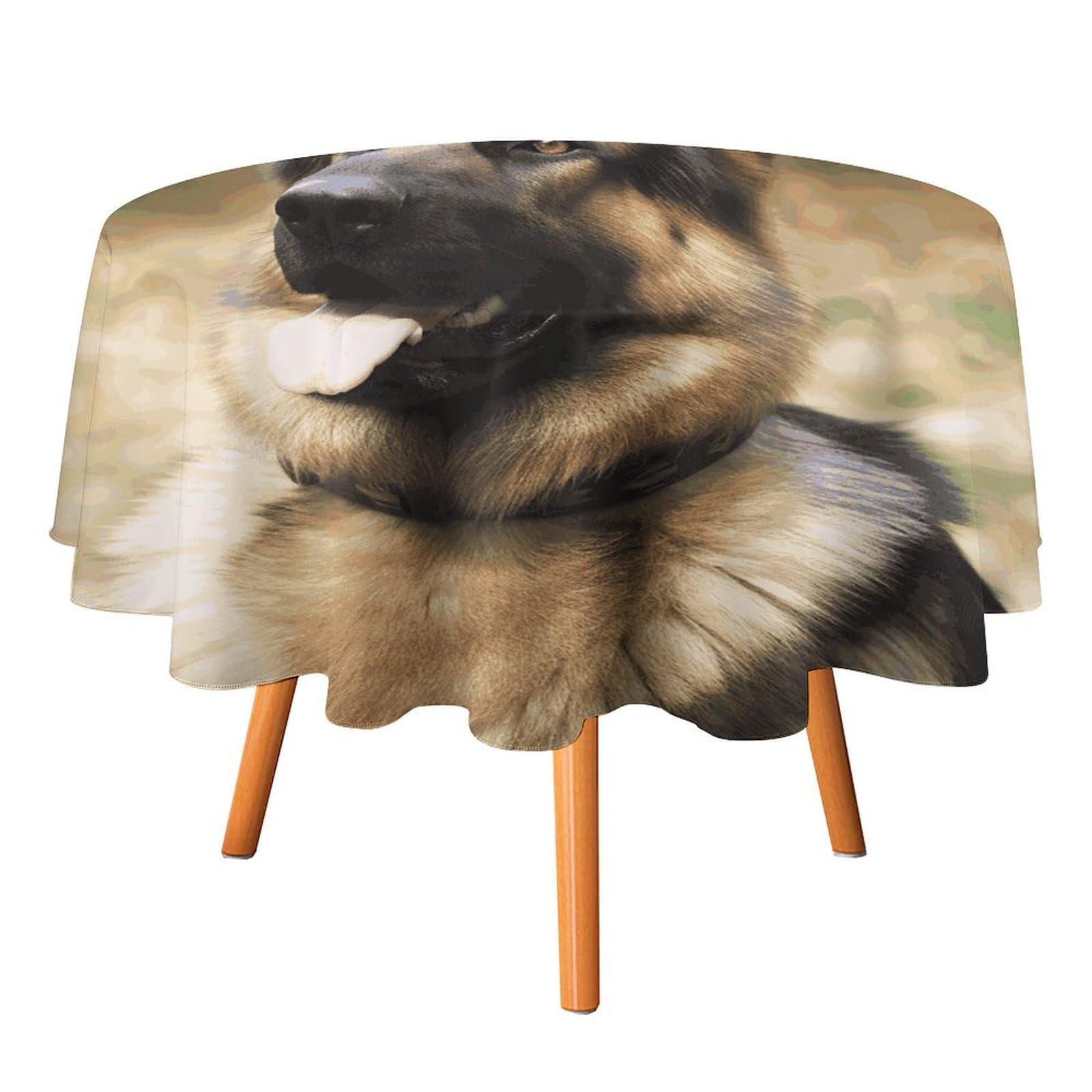 Nappe ronde berger allemand imperméable et anti-tache pour table de cuisine