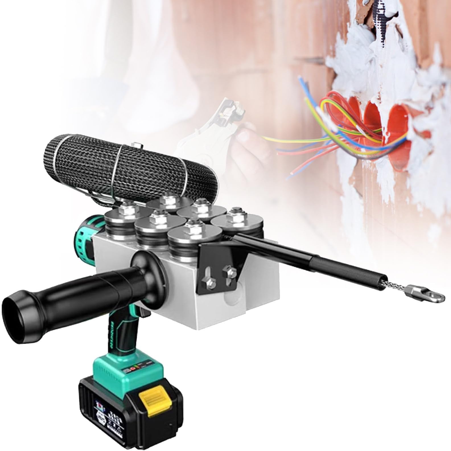 Electric Fish Tape, Electrical Wire Puller Through Wall, Automatic Electrician Stringing Machine 50m/min Cordless Electric String Wire Puller, Cable Passing Tool, 1*Battery