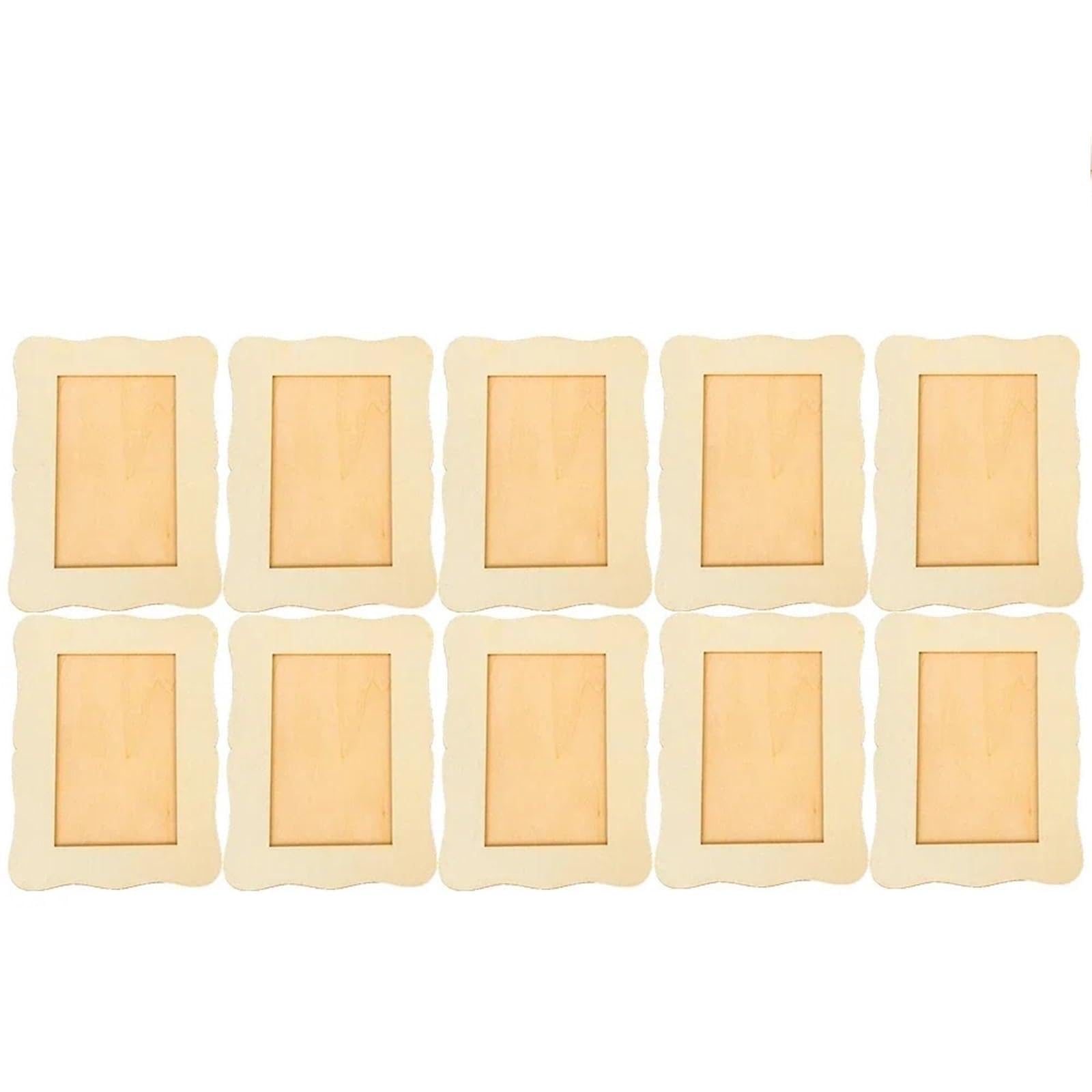 Wooden Wavy Single Photo Frame Unfinished Blank DIY Picture Hand Painted Tabletop Display Home Wedding Decor For Photo And Picture(10PCS)
