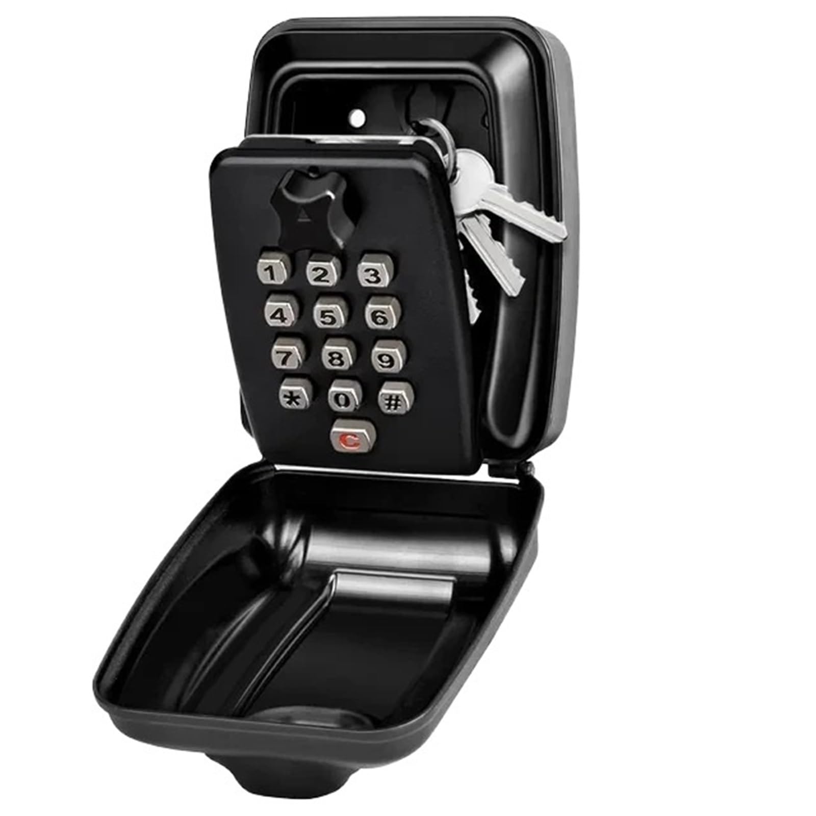 Boîte à clés étanche à suspendre - Aucune installation nécessaire - Coffre-fort sécurisé avec protection antivol et code à 12 chiffres pour un usage domestique (noir)