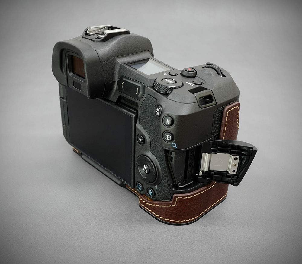 Lim's Design CN-EOSRBR Metal Grip Genuine Leather Camera Half Case for Canon EOS R, Brown