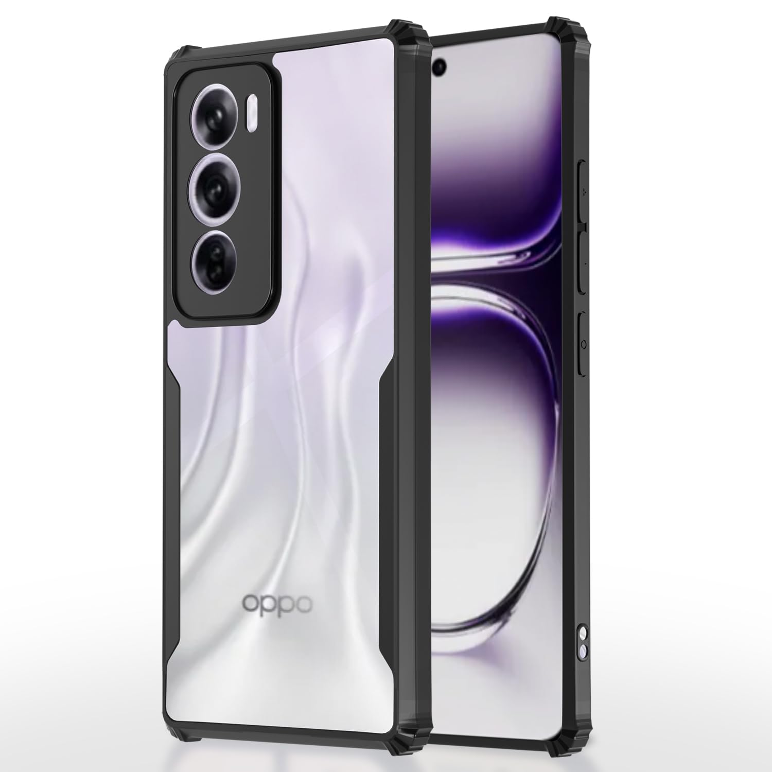 Pikkme Crystal Clear Transparent Back | Ultra Hyrbid | Full Camera Protection | Raised Edge | Bumper Back Case for Oppo Reno 12 5G (Black) (B0D8W8DYH8) Amazon Price History, Amazon Price Tracker