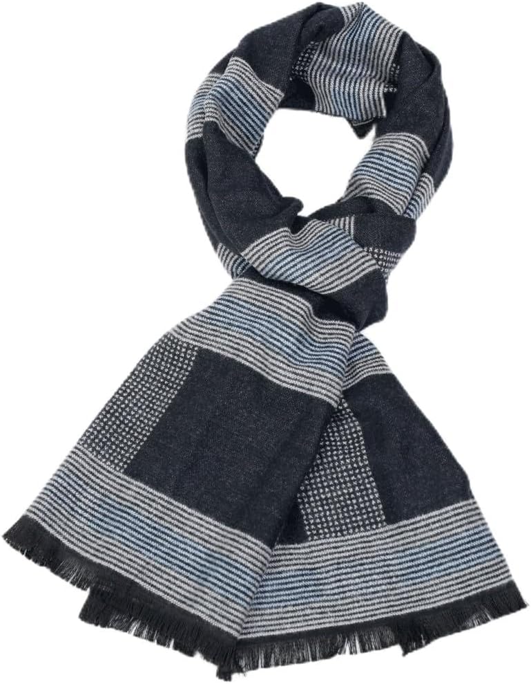HBJWOV Men's white warm scarf, autumn and winter warm, men's business scarf