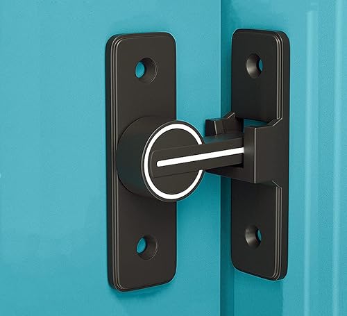 Cerradura de puerta de granero, sin llave, zinc, negro nocturno, cierres de puerta resistentes de 90 grados, pestillo abatible, adecuado para