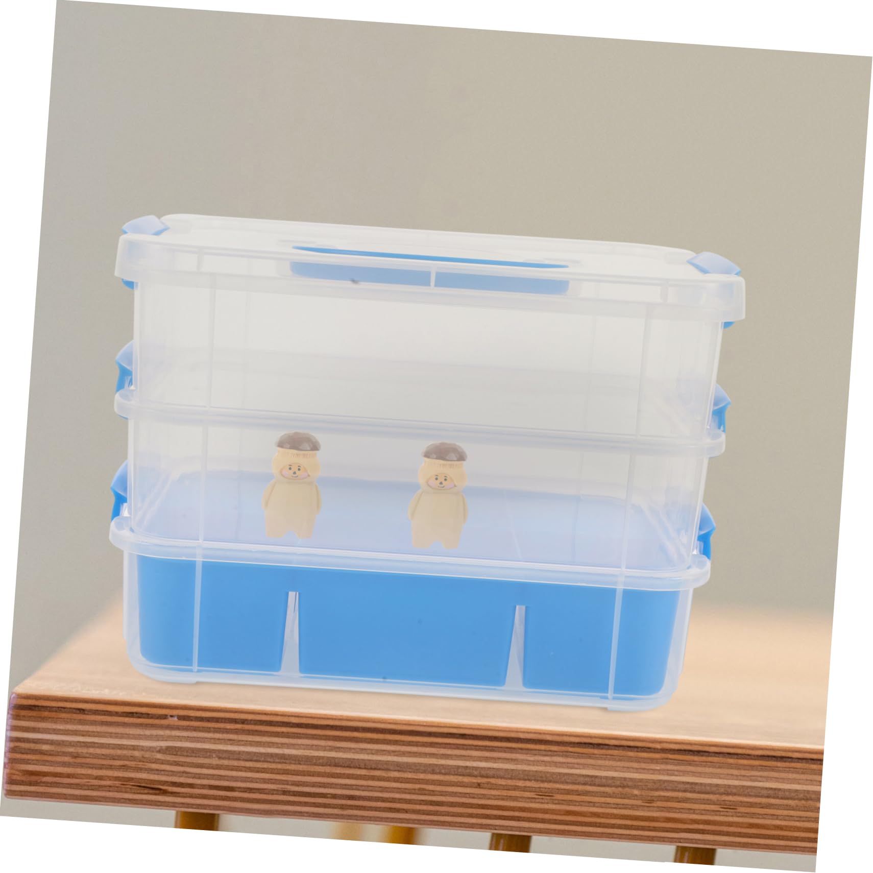 Stapelbare mit Fächern Aufbewahrungsbox mit Deckel aus Kunststoff Multifunktionaler Organizer für Spielzeug und Bastelmaterial für Büro und Outdoor Aktivitäten