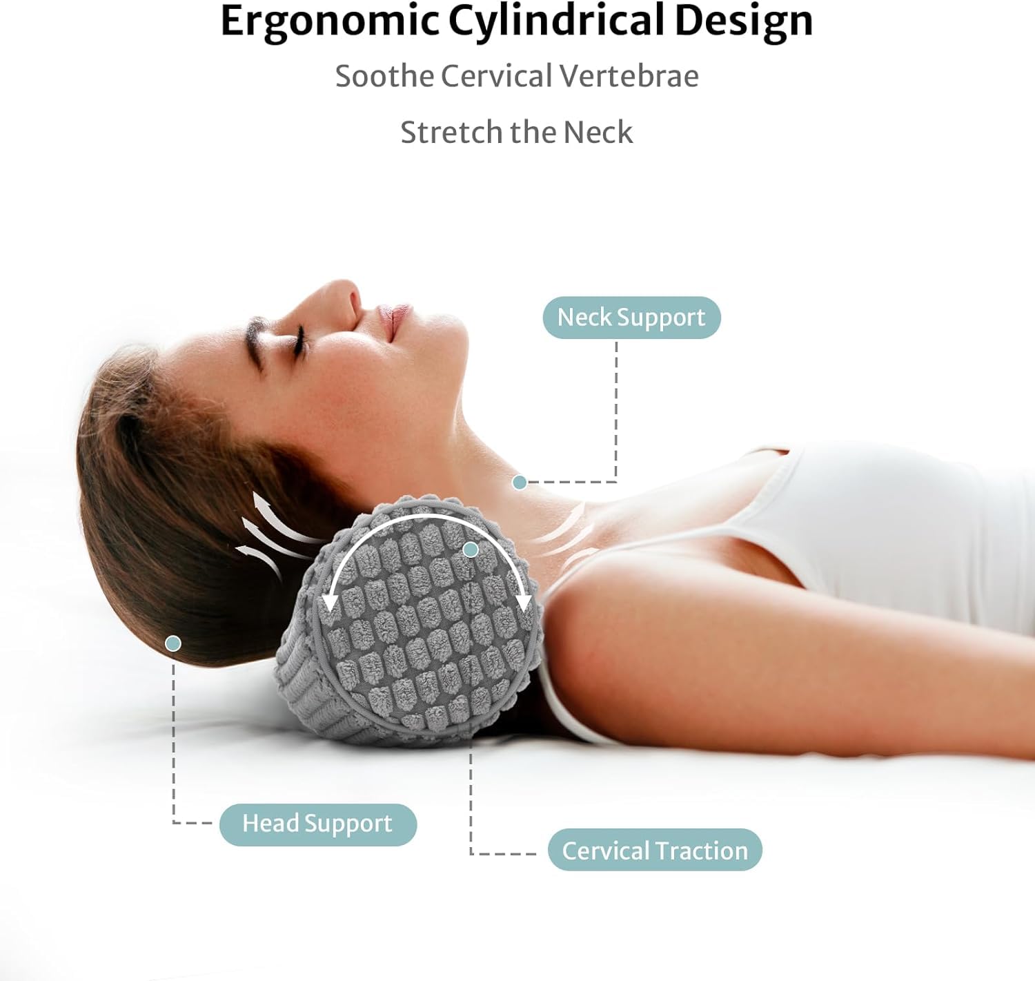 Wapasezyar Nackenrolle Aus Memory Foam - Orthopädisches Nackenkissen 11x45 Cm Waschbar Für Reisen & Büro