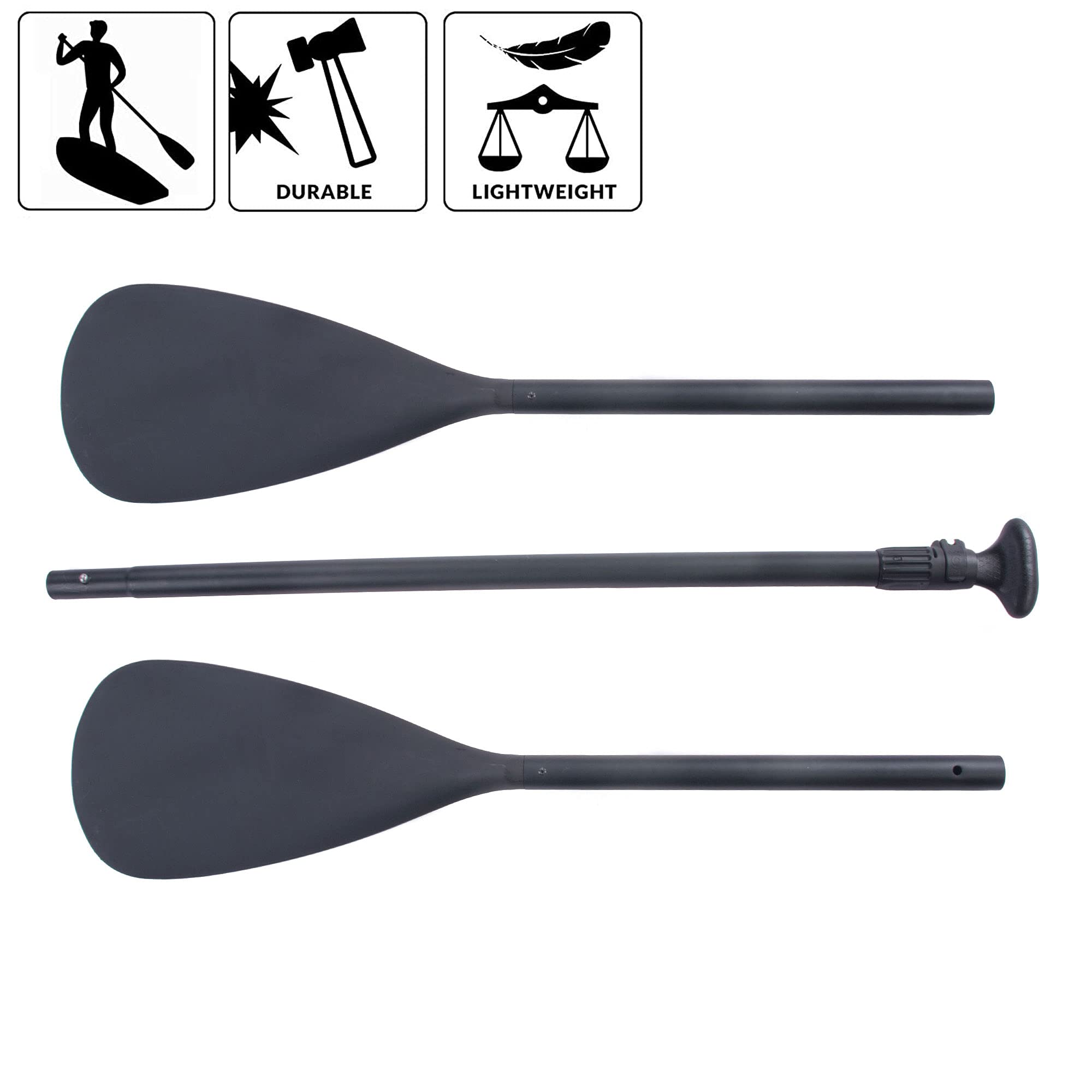 John Paddle let's rOAR www.johnpaddle.com Pagaie SUP / Kayak : 165-208 / 225 cm réglable en 3 parties + bouée flottante pour protéger la pagaie contre le départ + sac de paddle