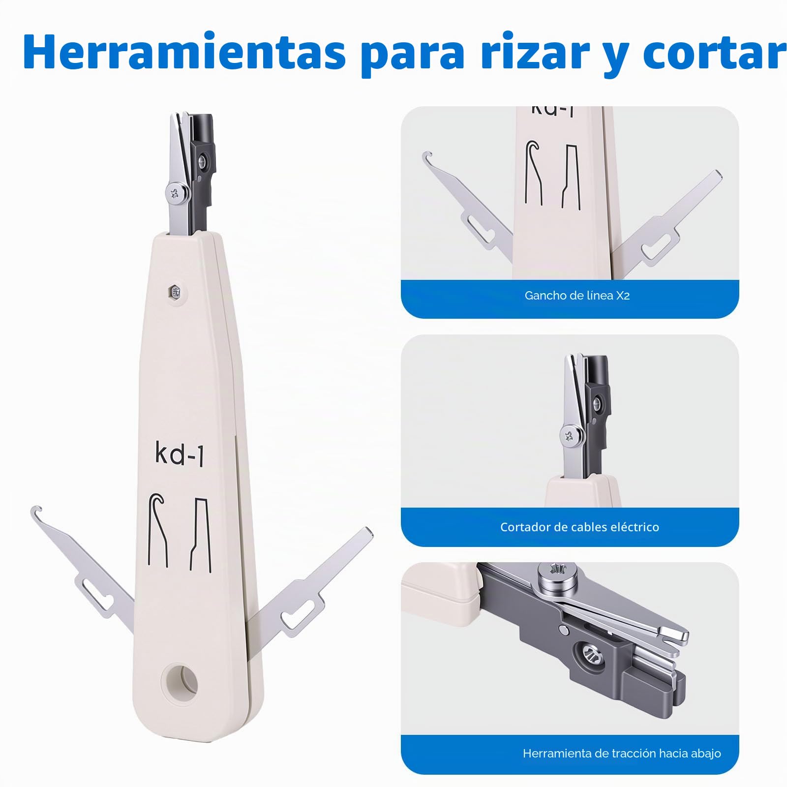 Kit Crimpadora RJ45 Profesional, Herramienta de Crimpado con Comprobador de Cable Pelacables y Conectores Pasantes Cat5 Cat6 Cat7, Alicates de Red para Instalación Reparación