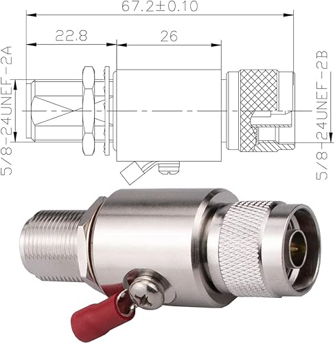 Miniatura 5 de N Lightning Protector contra sobretensiones macho a hembra mamparo 0-3GHz con descarga de 90V tubo de gas coaxial WiFi pararrayos