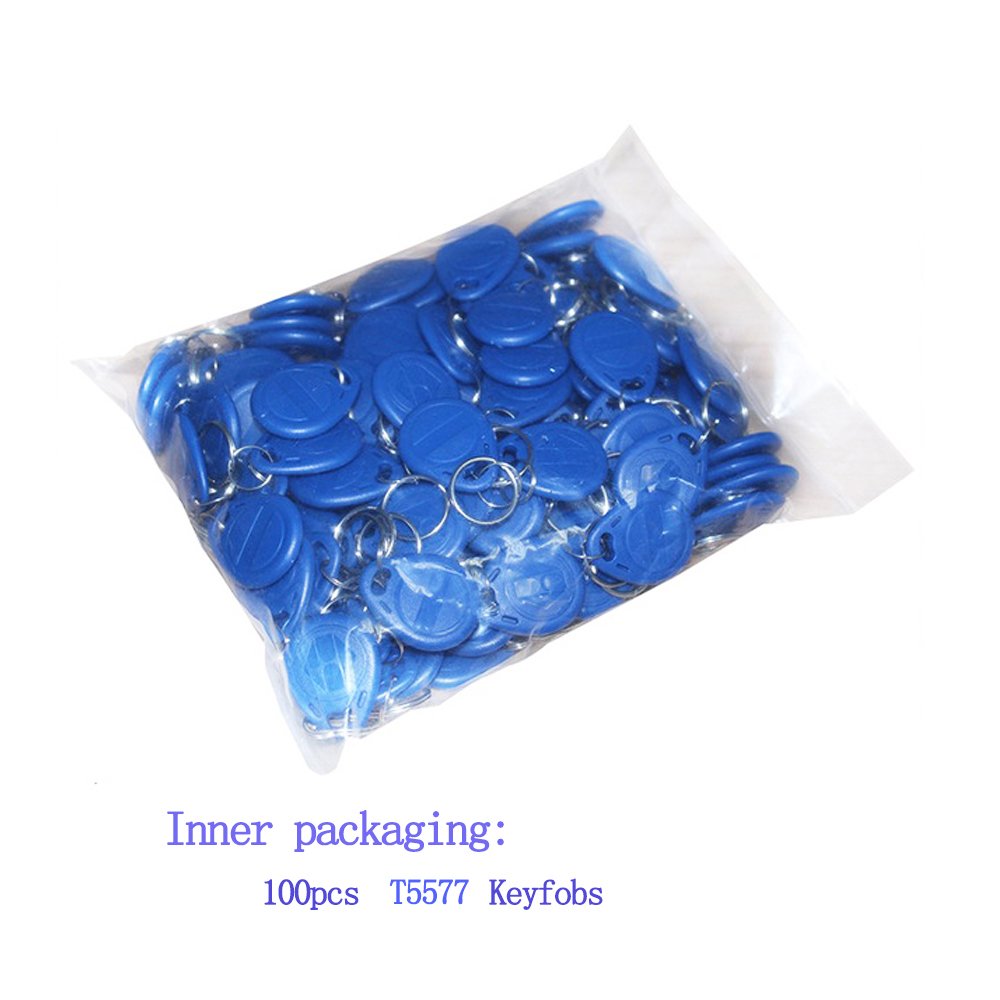 125KHz Llavero Regrabable RFID Keyfobs T5577 Etiqueta Token Clave para Control de Acceso Tarjeta de Usuario Azul (100)