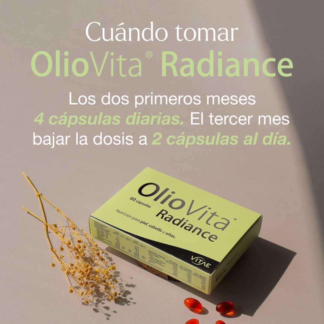 VITAE OlioVita Radiance 120 Cápsulas | Nutricosmética con Aceite de Espino Amarillo Omega 7 | Hidratación, Elasticidad y Luminosidad de la Piel | Fortalece Cabello y Uñas | Vegano y Sin Gluten