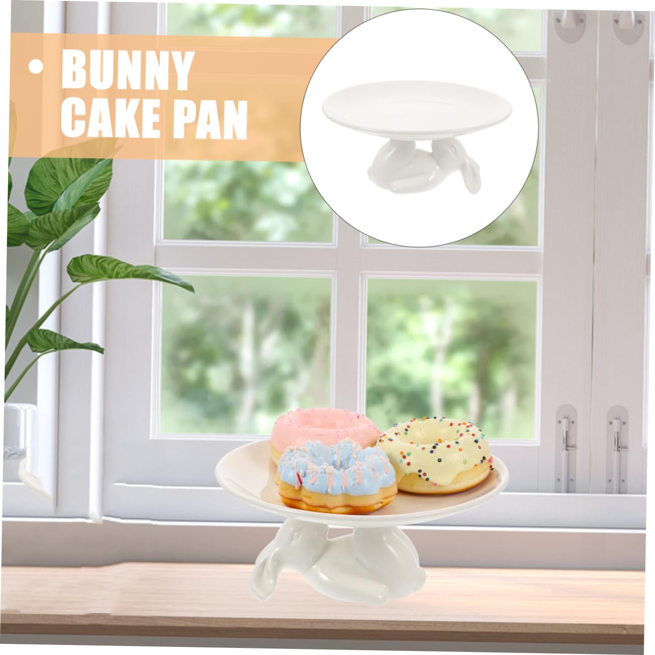 HEMOTON 1 Jeu Plateau Lapin en Céramique Assiettes Lapin De Pâques Plateau D'accessoires Assiette à Gâteau De Pâques Présentoir à Cupcakes en Céramique Blanche Porte-clés Le Dessert