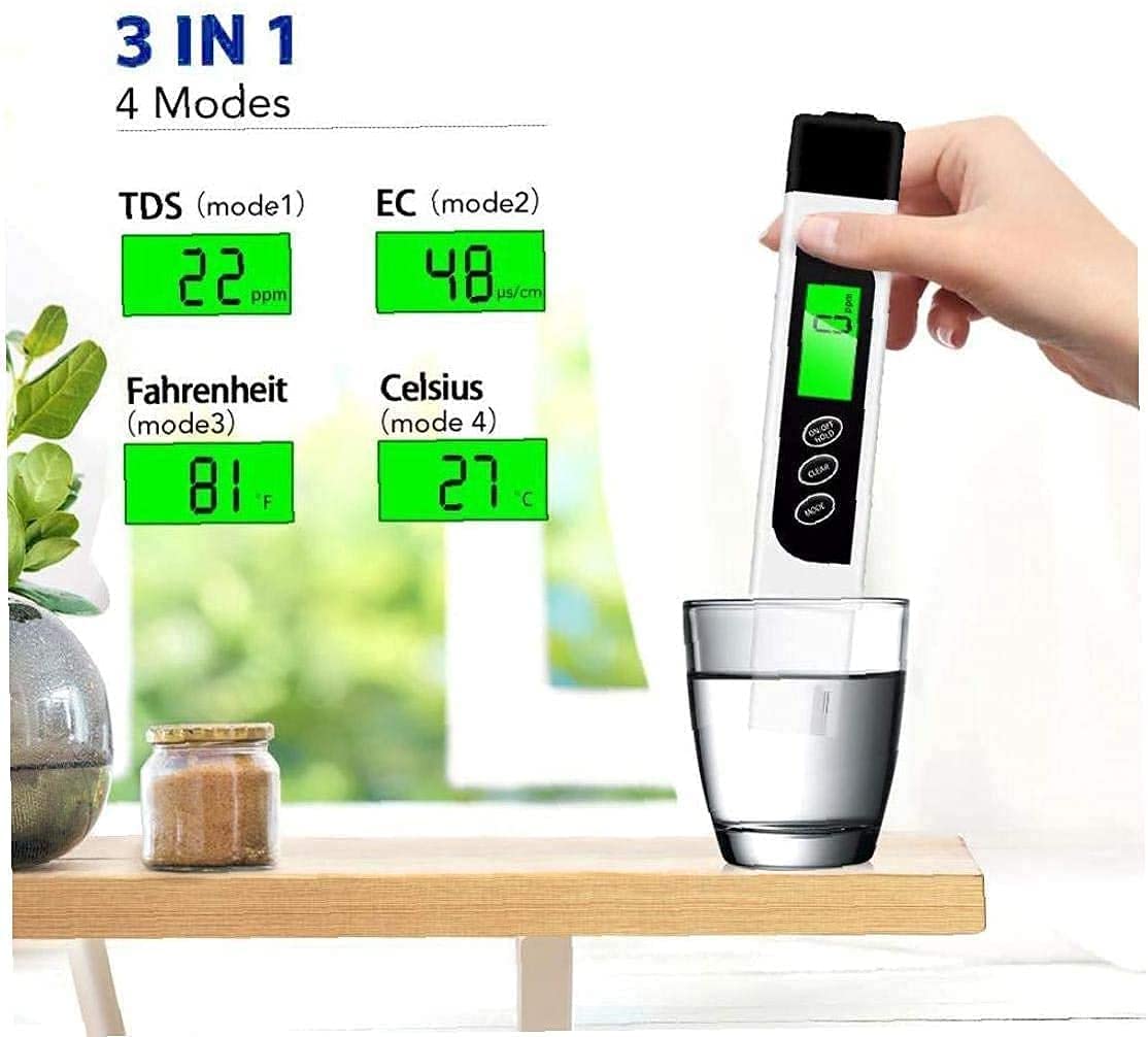 Precyzyjne 3-w-1 miernik Miernik WE i Test Temperatury Pióro z podświetlanym LCD do wody pitnej Baseny i akwaria testowania jakości wody Praktyczny detektor jakości wody
