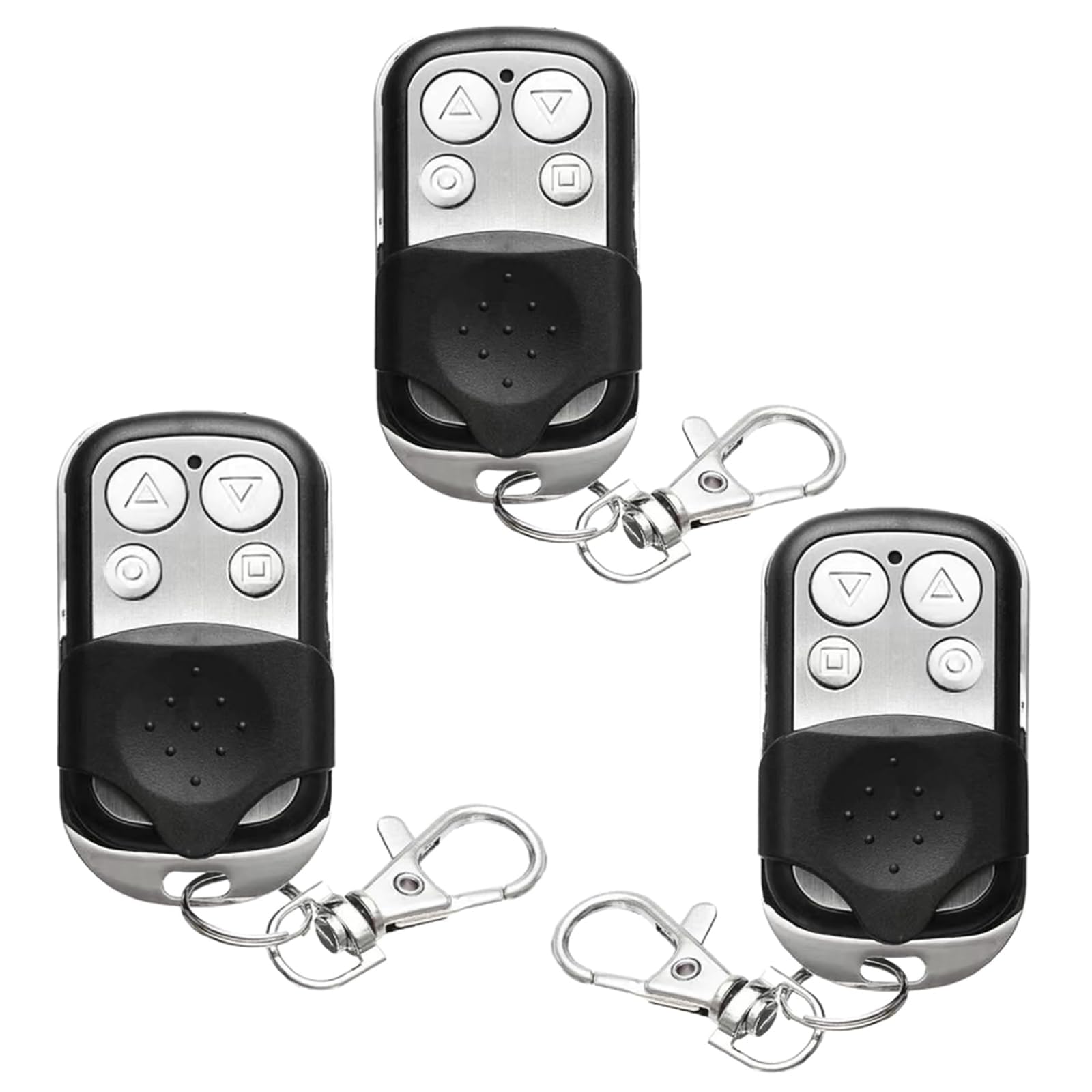 Universal Garage Door Remote, 3-Pack Gate Remote Control Fob with 4 Programmable Buttons, Wireless Cloning Key for Automatic Gate, Compatible with 433MHz Systems for Residential