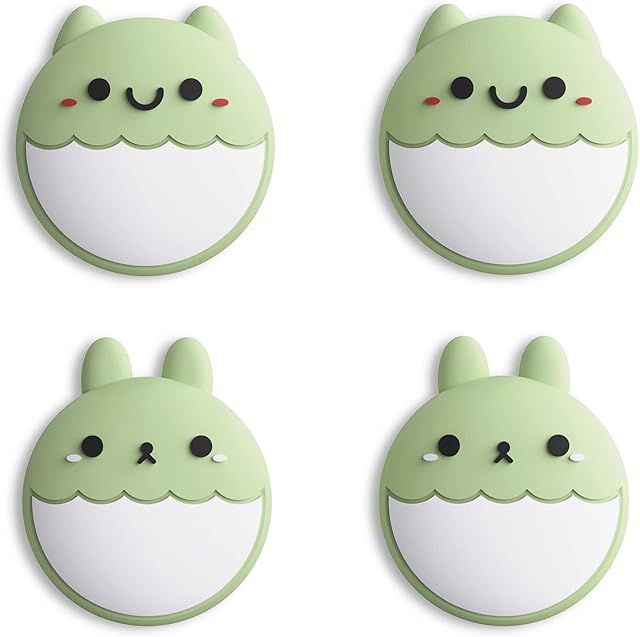eXtremeRate PlayVital Rabbit & Squirrel Cute Switch Thumb Grip Caps, Matcha Green Joystick Caps for Nintendo Switch Lite, Silicone Analog Cover Thumbstick Grips for Switch OLED Joycon