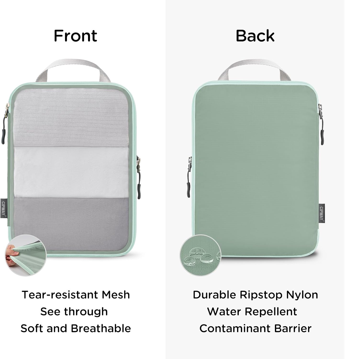 Cipway Compression Packing Cubes Mesh, Lightweight Luggage Organizer Bags with Laundry Bag,Toiletries Bag and Shoe Bag, Travel Essentials for Carry on Suitcase（8 Pcs,Sage Green）