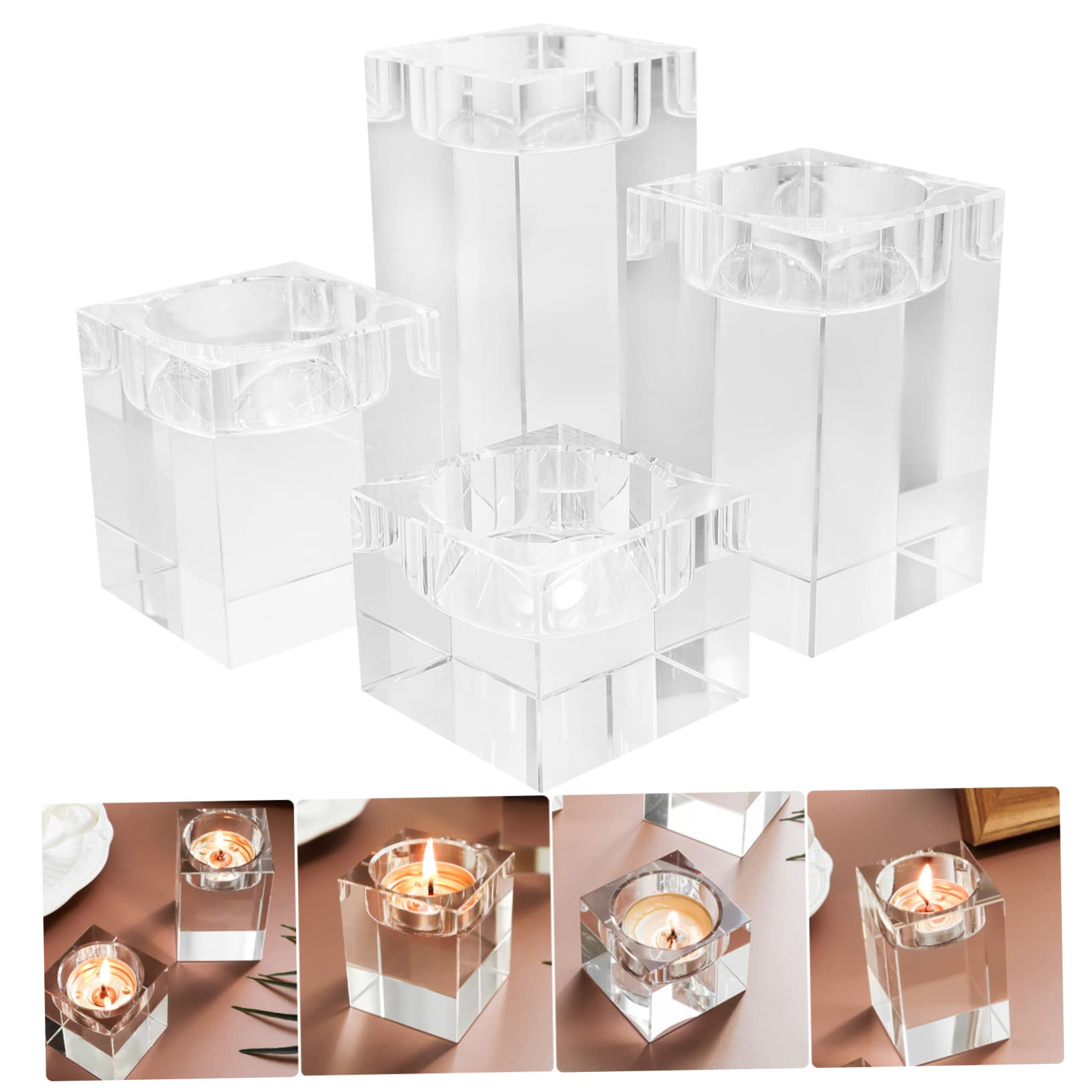 Portavelas Votivos de Cristal Decorativos para Mesa, 3 Piezas