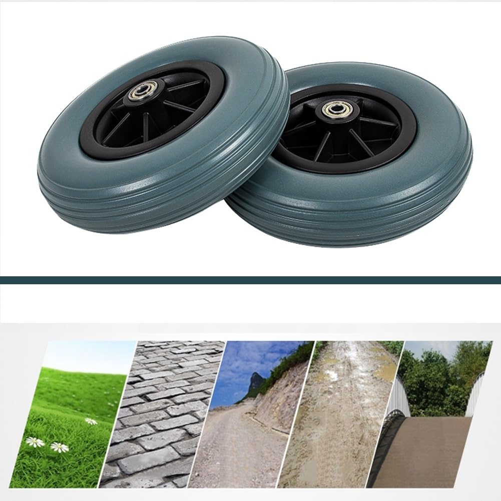 Par de Ruedas Delanteras para Silla de Ruedas Eléctrica de 8 Pulgadas, 20cm Rueda Sólida de Reemplazo de PU con Rodamiento de 8mm(Gray)