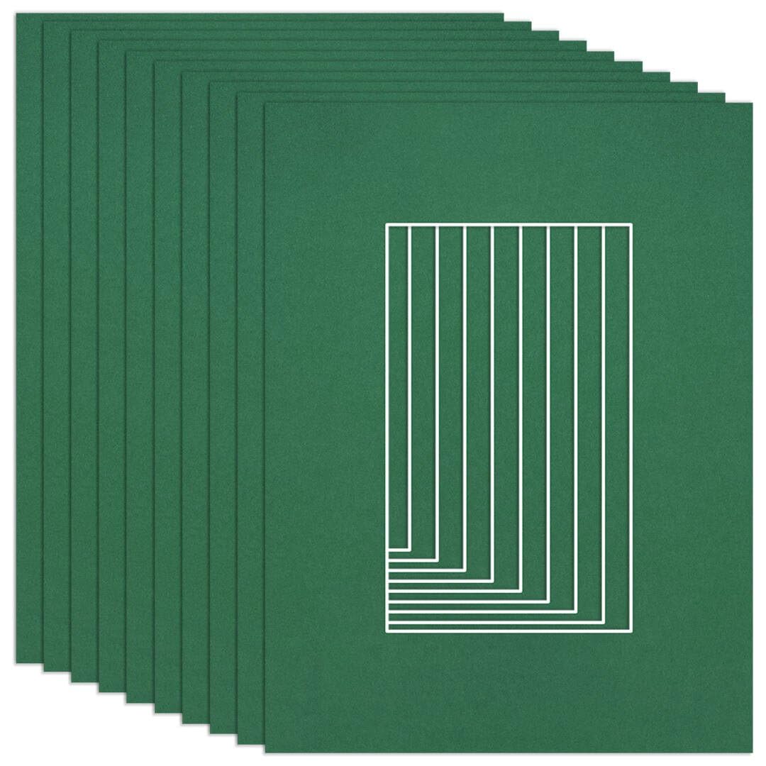 Procut Global 8x6" Emerald Picture Mounts to Fit 5x3" Aperture - Precision Cut Cardboard Photo Mount - Ideal for Frames, Prints, Artwork & Certificates - Sizes & Colours Available - 10 Pack
