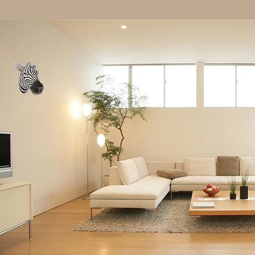 Miniatura 4 de Ksoulyer Colgante de pared de cabeza de cebra sintética de poliresina, dijes de pared hechos a mano para casa de campo, cabeza de animal para