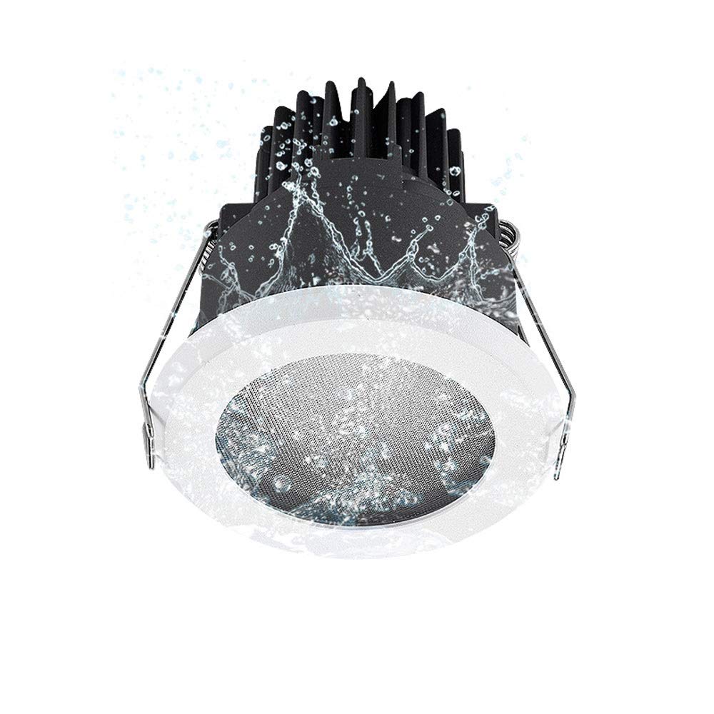 Foco empotrable para baño IP65 Moderno Blanco Mate Redondo Resistente al Agua con Espejo de luz de Panal Orificio Abierto de 75 mm Accesorio de,Amarillo cálido-A