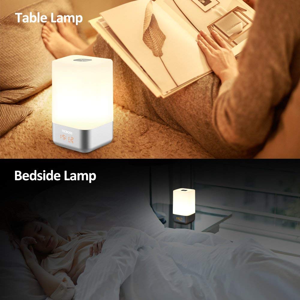 GOTOTOP 5 Naturgeräuschen LED Lichtwecker, Lichtwecker mit Sonnenaufgangfunktion, Touchdisplay, Tageslichtwecker, tragbar Wake Up Licht für Ihr gutes Leben