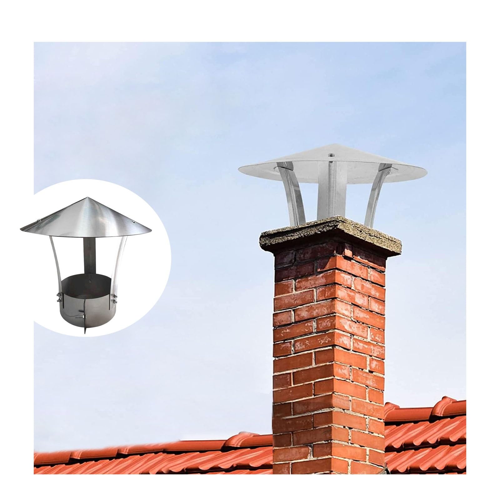 Chimney Cowl Stainless Steel,Chimney Cowl Cap,Rain Cap For Chimney Pots,Roof Cap Galvanized Metal,All Weather,for Ventilation System,Tools & Home Improvement ( Size : D27cm*45cm/10.63in*17.72in - View #11