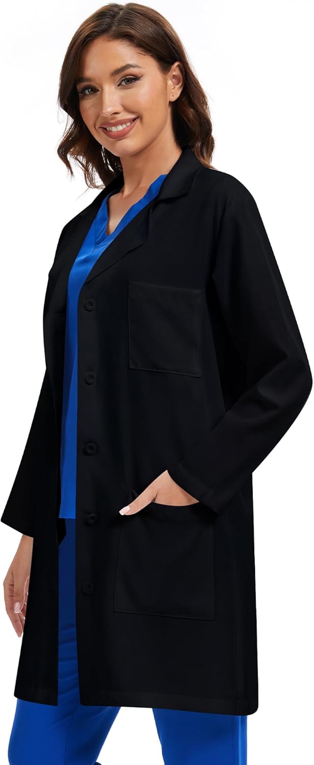 COZYFIT Lab Coat for Woman 3 Pocket, Long Sleeve Medical Coat, Relaxed Fit - Image 3