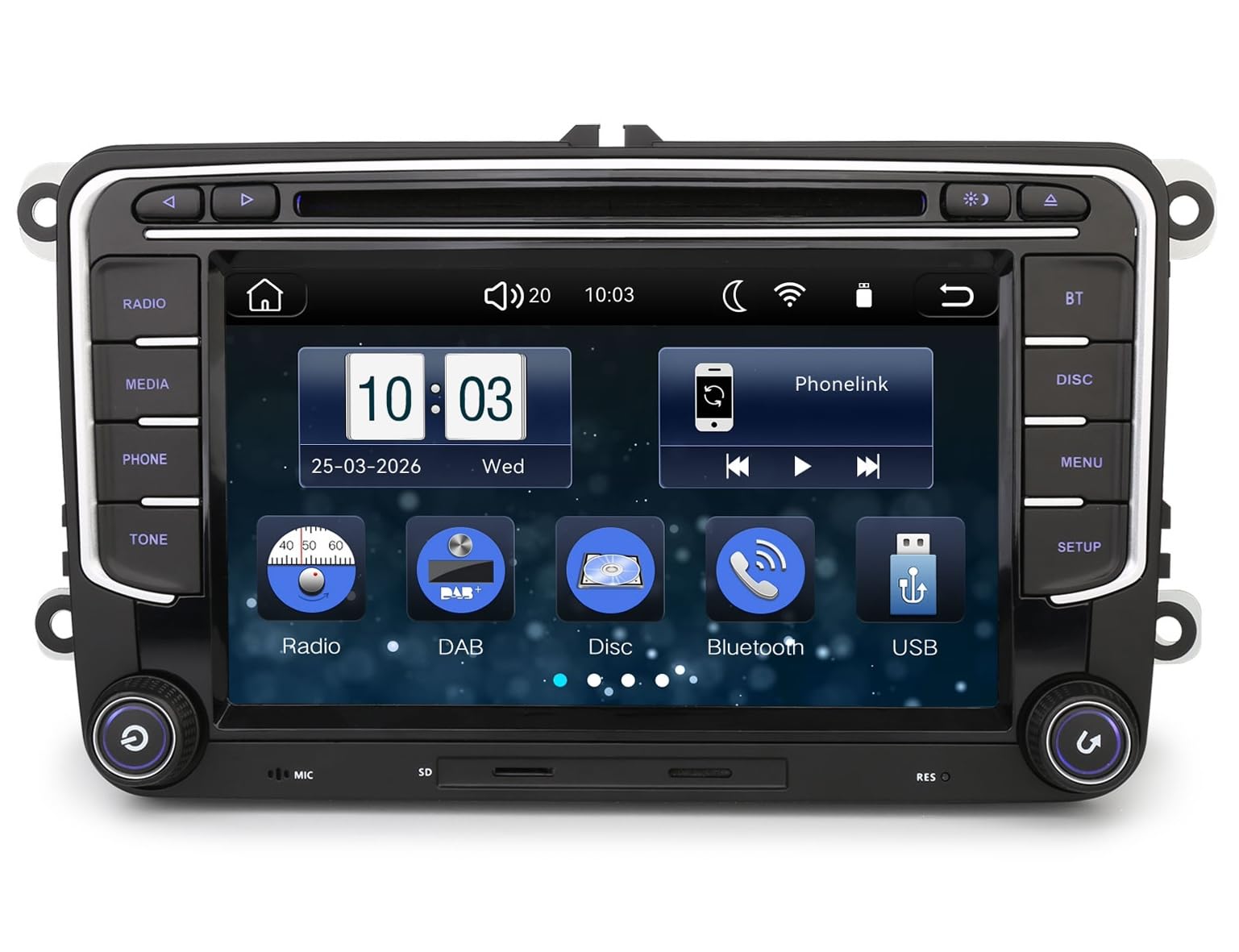 Erisin 7-calowy samochód stereo DVD nawigacja satelitarna do VW Transporter T6 Crafter 2 Amarok Caddy MK3 MK4 Polo 6R ŠKODA Yeti Wireless Carplay Android Auto DSP Bluetooth Wifi DAB+ Radio