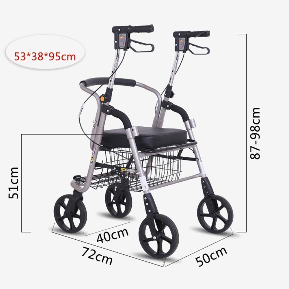 Faltbarer Rollator Einkaufstrolley Vierrad Rollator Lauflernwagen mit gepolstertem Sitz Ergonomische Griffe und Einkaufskorb Geeignet für ältere Menschen Leicht