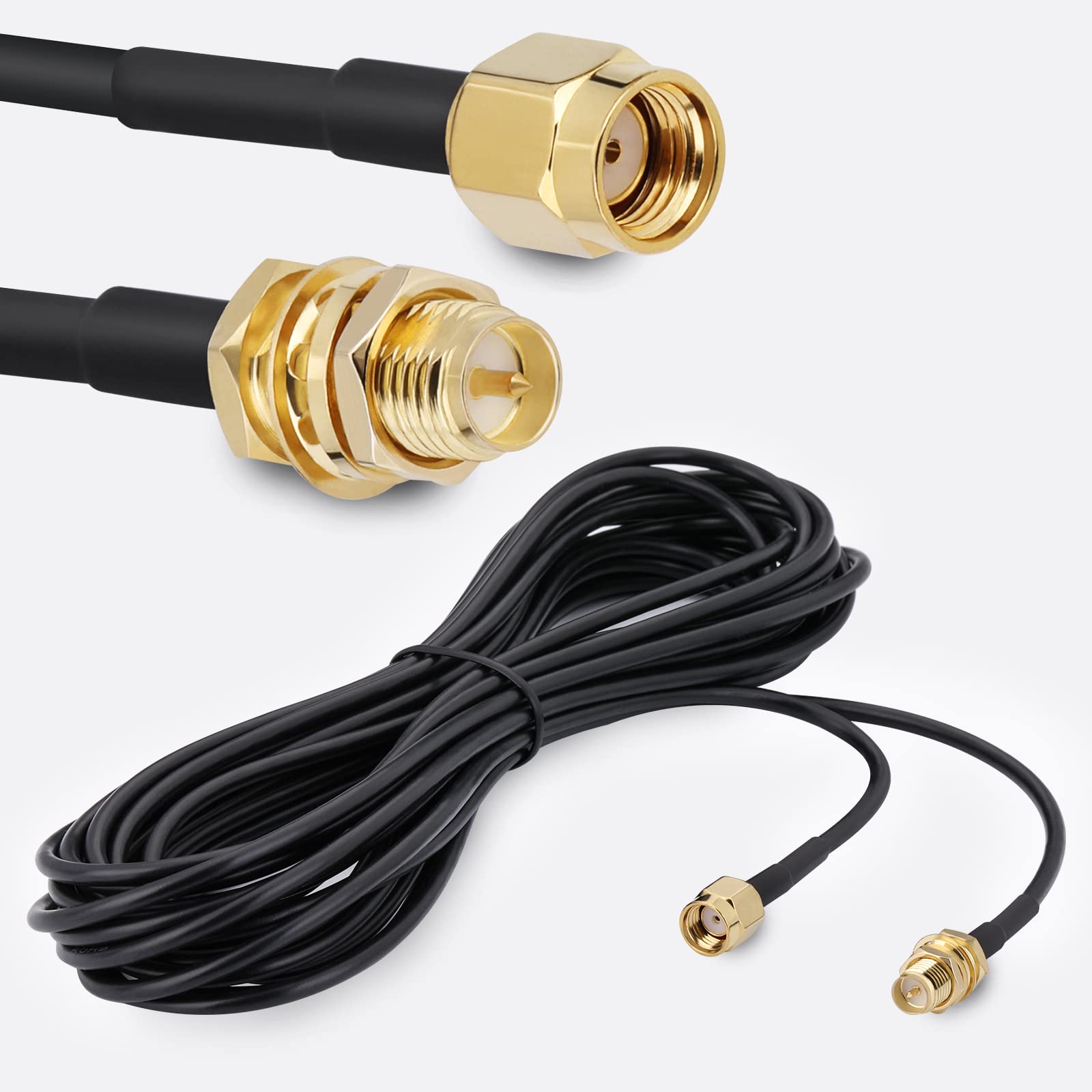 Câble D'extension Antenne RP-SMA 3m + 3 Adaptateurs - Compatible WiFi, Routeur, Cartes Réseau