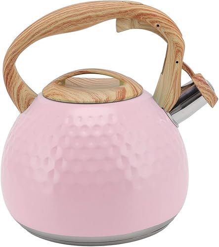 Miniatura 1 de Hervidor de té, tetera de acero inoxidable de 3 litros, estufa doméstica silbante, tetera versátil para estufa (9.1 in-rosa)