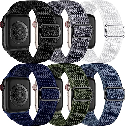 Lerobo Stretchy Bands Compatible with Apple Watch 42mm 44mm 45mm 46mm 49mm | 6 Pack Elastic Nylon Solo Loop Sport Strap for iWatch Bands Series 11 10 9 8 7 6 5 4 3 2 1 SE Ultra for Women Men, PFAS Free - image 1
