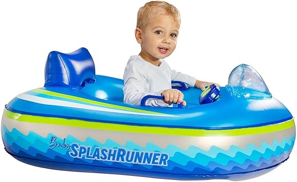 PoolCandy Motorized Baby Pool Float with Remote | Safe Toddler Inflatable Boat | Ages 14 | Propeller Guard &
