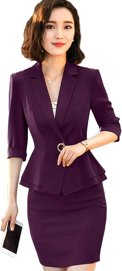 Amazon Yunping スーツ レディース 上下セット スカート ビジネス Ol オフィススーツ 着心地抜群 フォーマル スリム オールシーズン ファッション 春 秋 冬 フリル スカートスーツ 通販