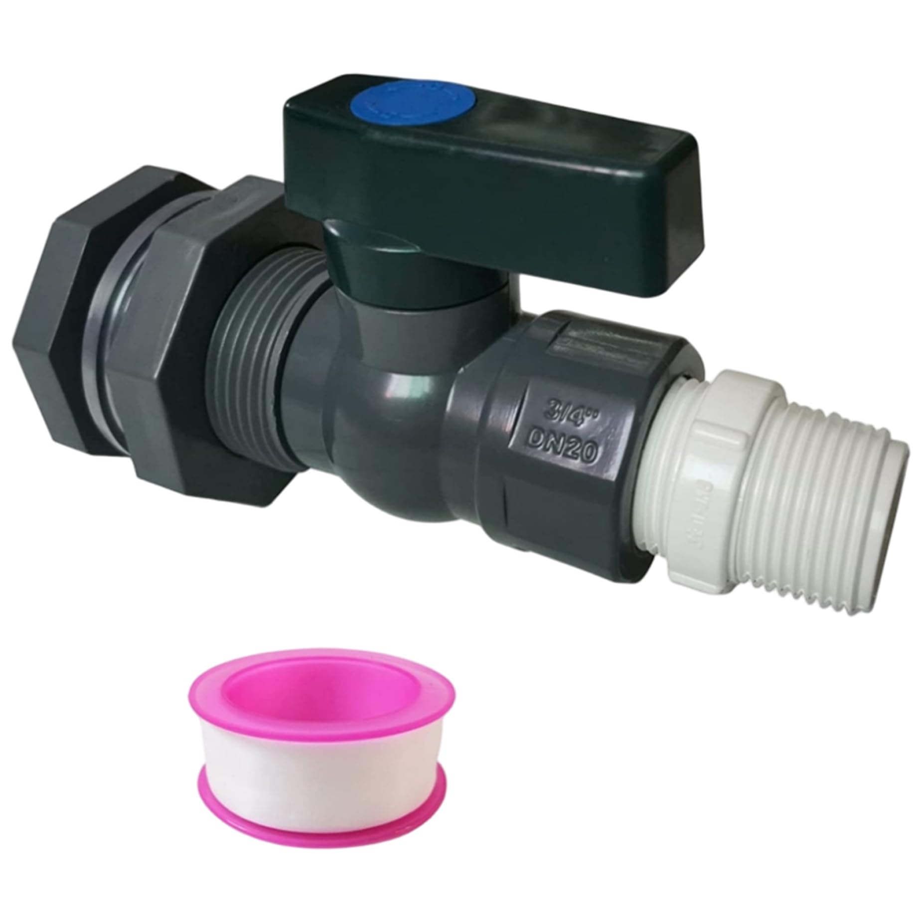 Rain Barrel Spigot Kit 3/4 Inch PVC Rain Barrel Kit with Bulkhead Fitting Hose Faucet Adapter and Thread Seal Tape for Water Tanks Aquariums Pools