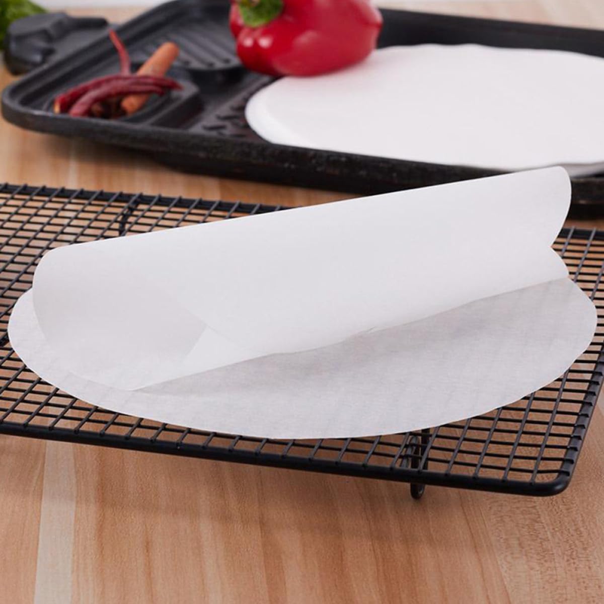 Non-stick Baking Parchment Paper 15cm round Silicone Oil-resistant Sheets for Cake Baking and Rice Cooker Use, Multi-function Kitchen Accessory, 500pcs