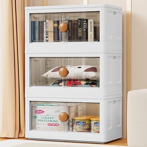 Contenedores de almacenamiento apilables, 3 paquetes de organizadores y almacenamiento de armario de 23 galones, contenedores de almacenamiento