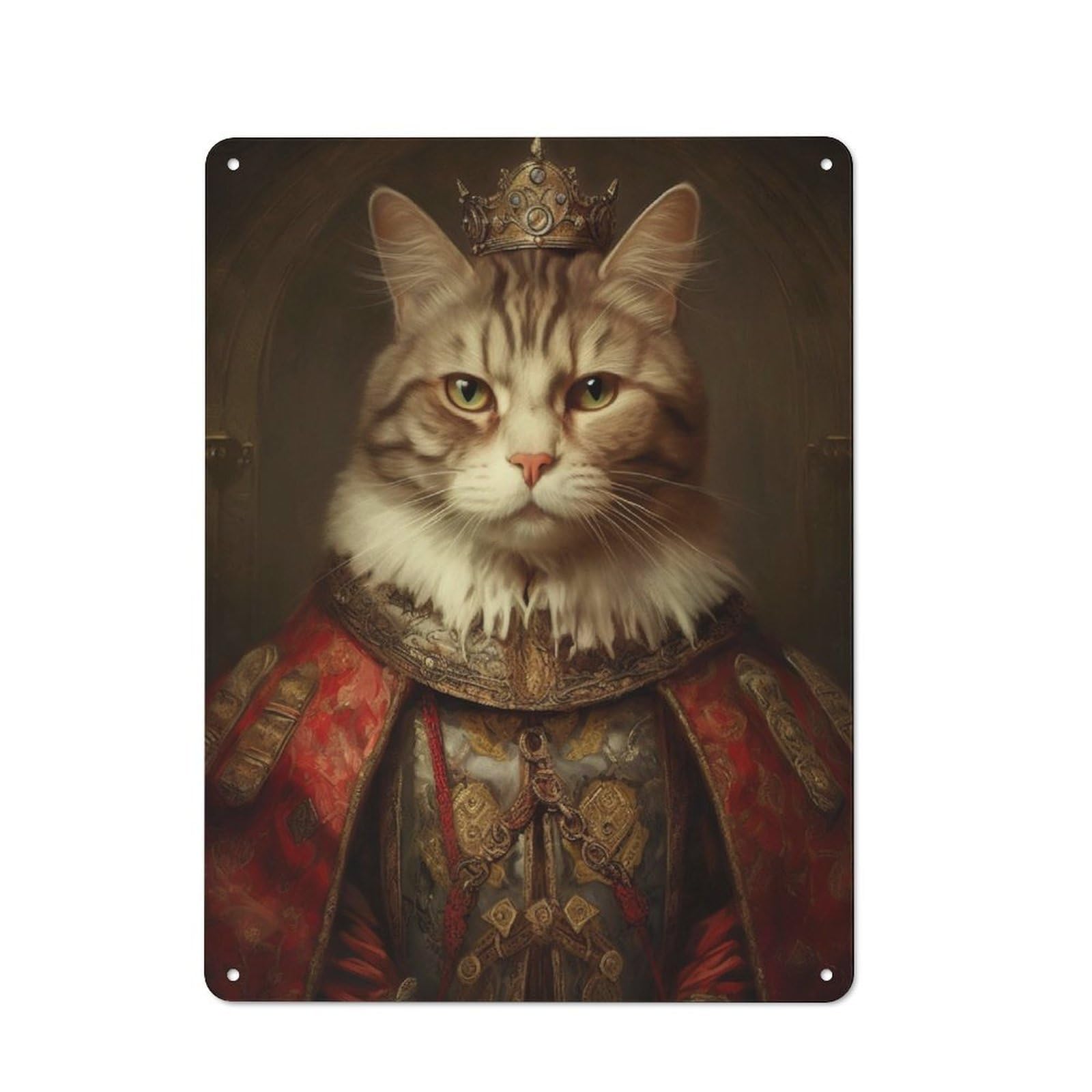 Junmoney King Cat With A Crown Vintage Tin Sign 40X30cm With For Guest Room Or Hallway, Suited To Wall Displays In Guest Rooms And Hallways
