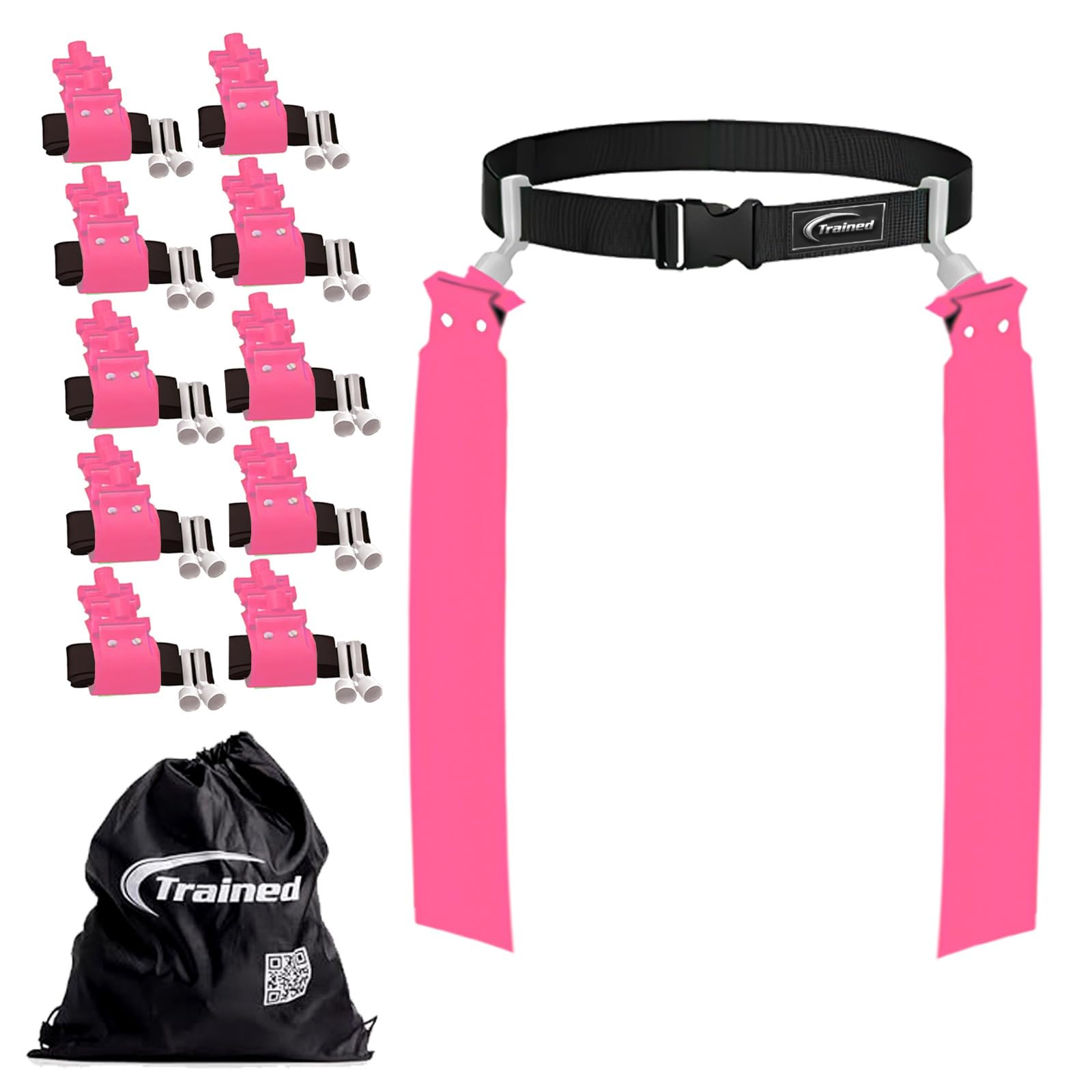 Trained 10 Man Flag Football Belts, 10 Player Adjustable Flag Football Set for Sports Teams, Training & Competition