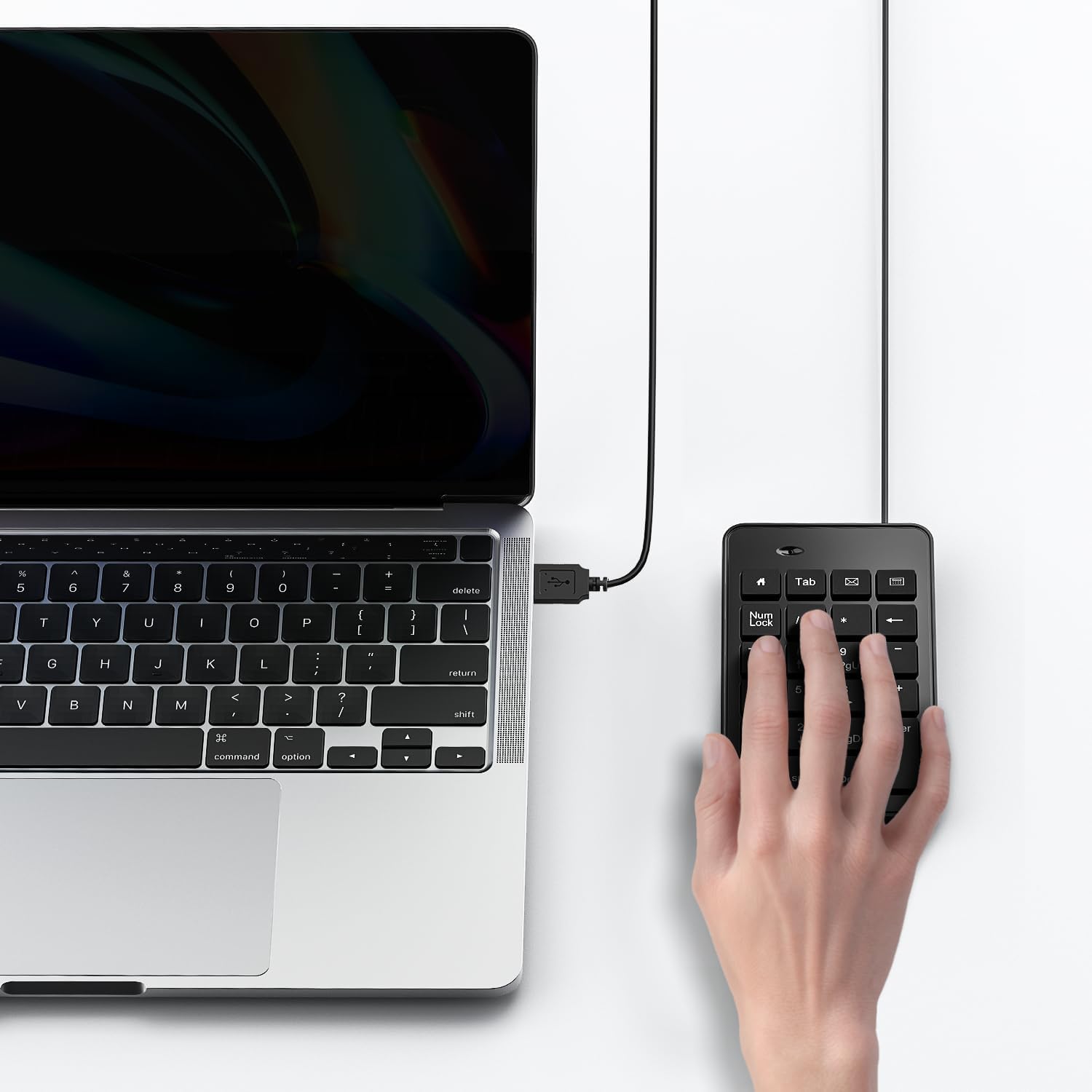 CBUS Wired USB-A Numeric Keypad for Laptop, 23 Keys Numpad Keyboard with Tab, Home, Email & Calculator Keys, 5ft Cable, Small and Lightweight Design