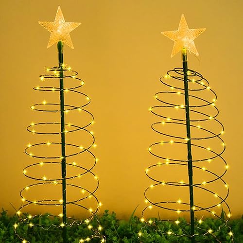 Miniatura 9 de Aolyty Luces solares para árbol de Navidad al aire libre, IP65, impermeables, con estrella acrílica, luz cálida para patio, césped, camino, patio,