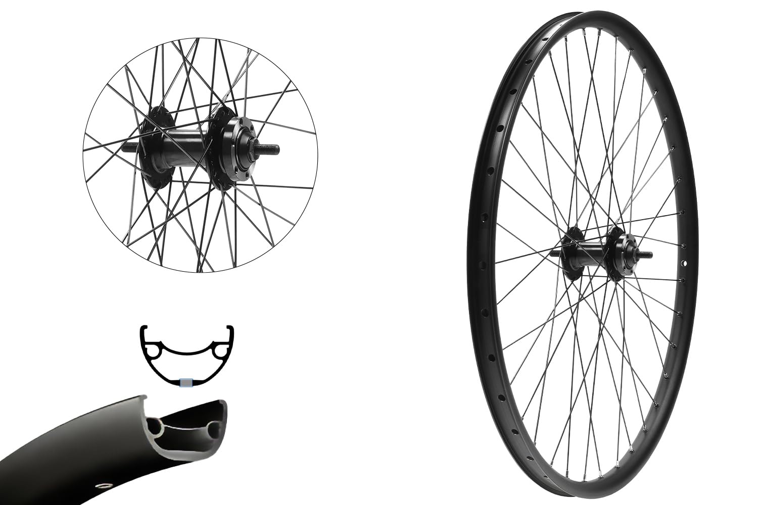 27,5 Zoll MTB Vorderrad 650B Tubeless Ready Scheibenbremse 6-Loch 36 Speichen Edelstahl Aluminium Nabe 100 mm Vollachse
