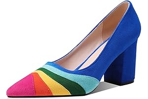 Women's Colorful Rainbow Chunky Heel Pumps