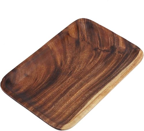 Miniatura 2 de TOPINCN Elegante plato de madera para servir ensalada de sushi, postres de madera de primera calidad, duradero, único, ensalada artesanal, postres