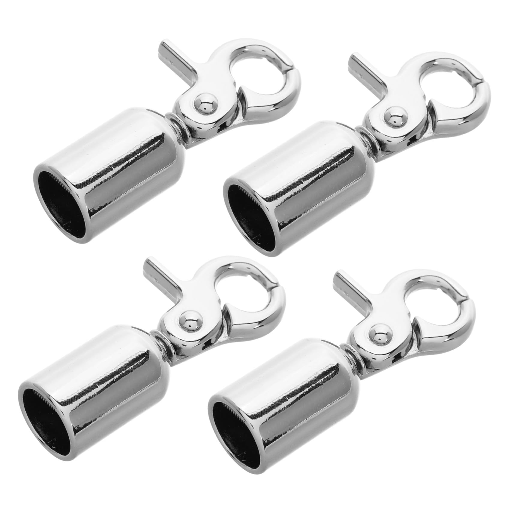 KONTONTY 4pcs Clock Clamp Crowds Control Rope Hook Rope End Snap Hook Rope End Stopper Cord End Hooks Rope Stanchions Rope Hook for Crowds Control Guardrail Cord End Cap Zinc Alloy Silver