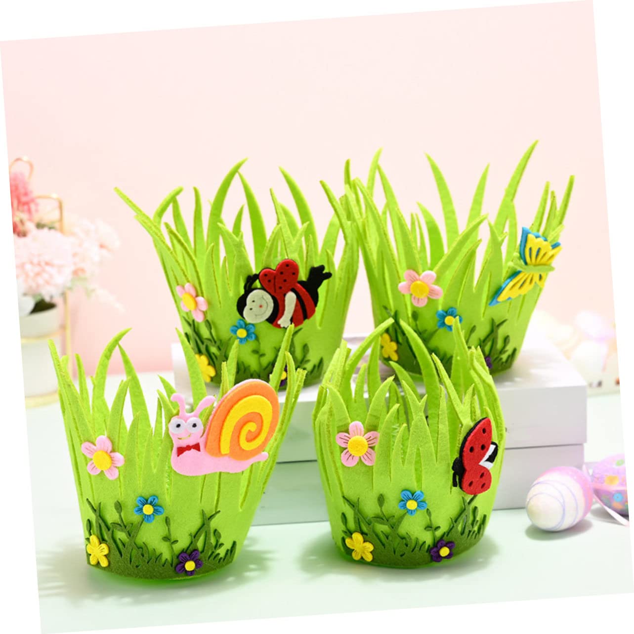 Amosfun 3 Set Cestino Per Uova Decorare Cestino A Tema Pasquale Decorazioni Uova Riempibili Giocattoli Pasquali Cestino in Feltro Gonfiabile Di Natale Green Tessuto Non Tessuto 4 Pezzi * 3