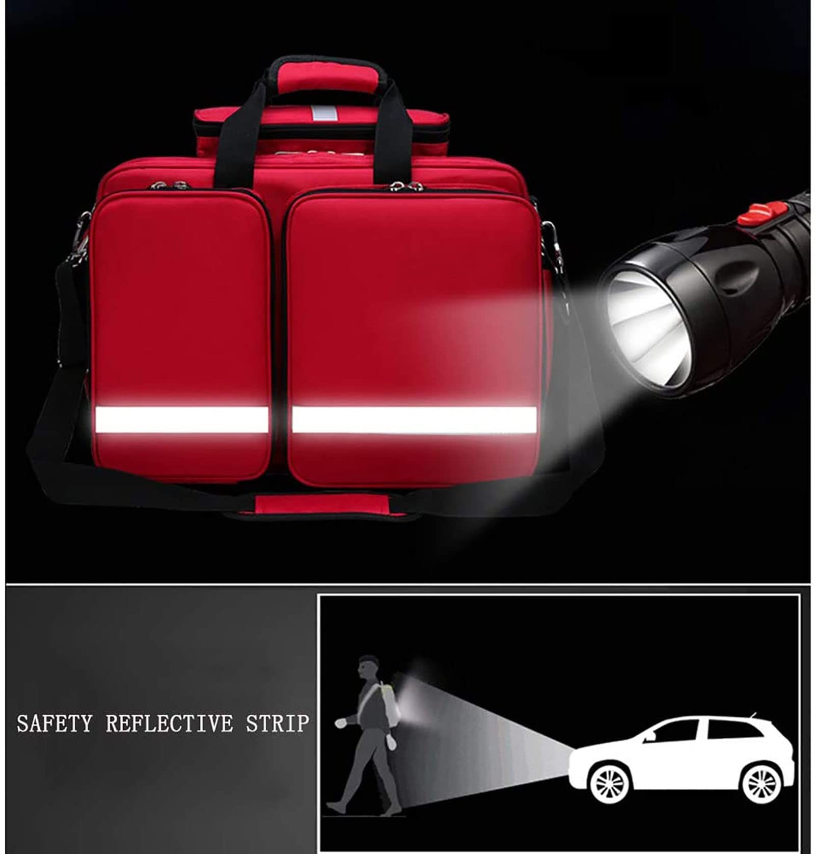 Kit De Primeros Auxilios Compacto Kit De Supervivencia para Trauma De Emergencia con Compartimentos Etiquetados, Kit De Rescate De Emergencia Impermeable Al Aire Libre De Gran Capacidad
