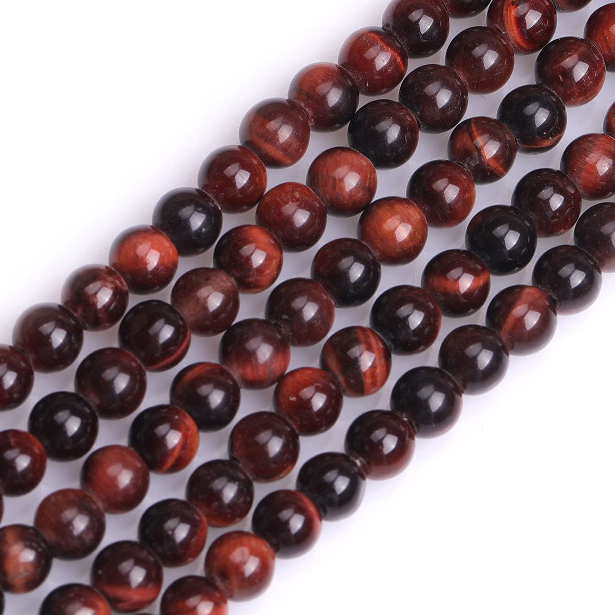 Gem-Inside Natural 2mm Big Hole Red Tiger Eye Stone 6mm Round Gemstone Semi Precious Loose Beads for Jewellery Making 15" Beaded Strand DIY Handmade Craft Supplies