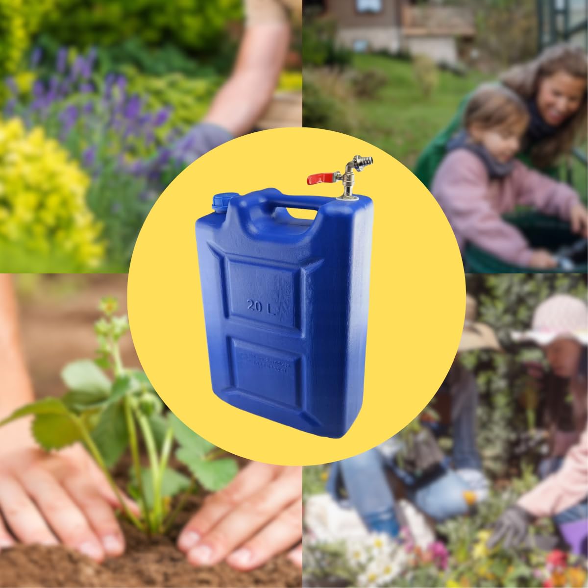 Bidón de agua de 20 l de plástico, depósito de agua con grifo, bidón de agua potable, depósito de agua, bidón de plástico, para casa, jardín, coche y camping, etc., cierre hermético